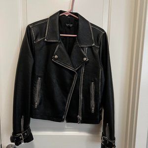 Topshop Artificial Black Leather Jacket - Never Worn - Size 8 US